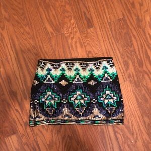 Black sequin mini skirt